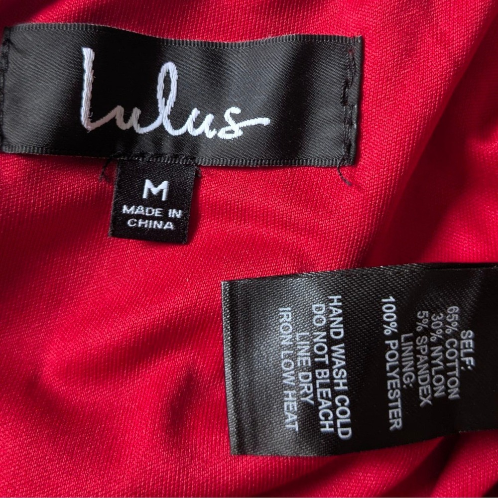 Lulus Red High Neck Lace Up Open Back Midi Dress Womens Size Medium Side Slit - Picture 3 of 6